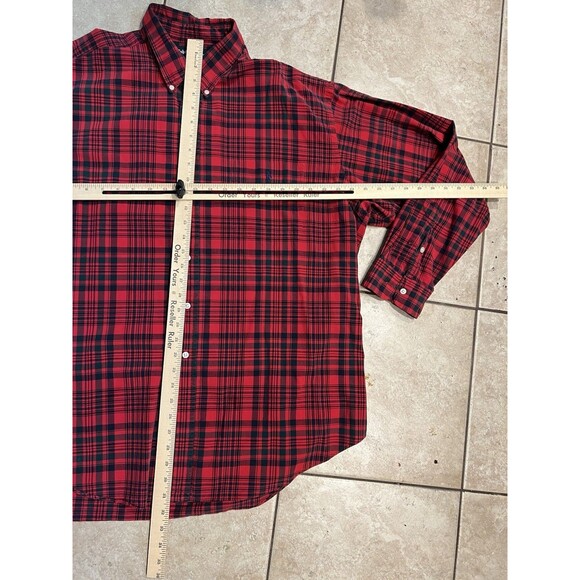 VTG Ralph Lauren BIG SHIRT Mens XL Red Buffalo Plaid Button Long Sleeve Cotton - Picture 3 of 9